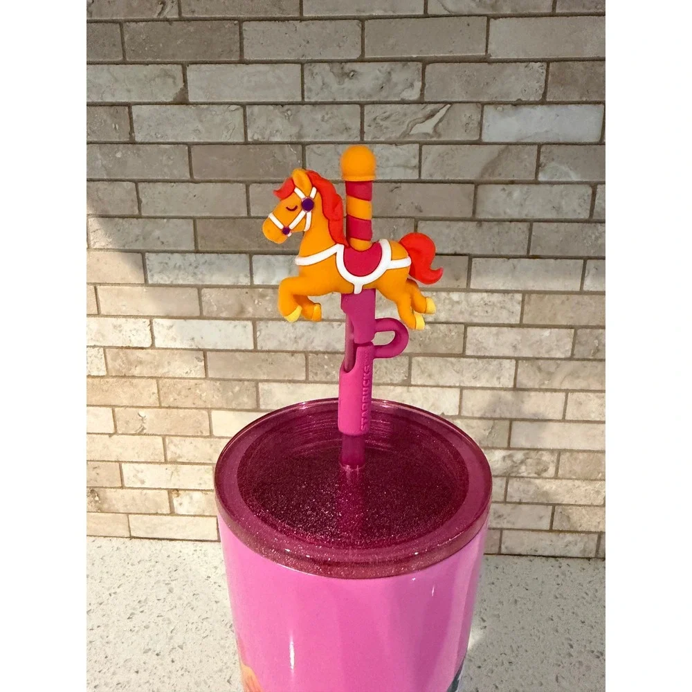 2026 Disney Starbucks Magic Kingdom Mickey Carousel Horse Tumbler Topper New